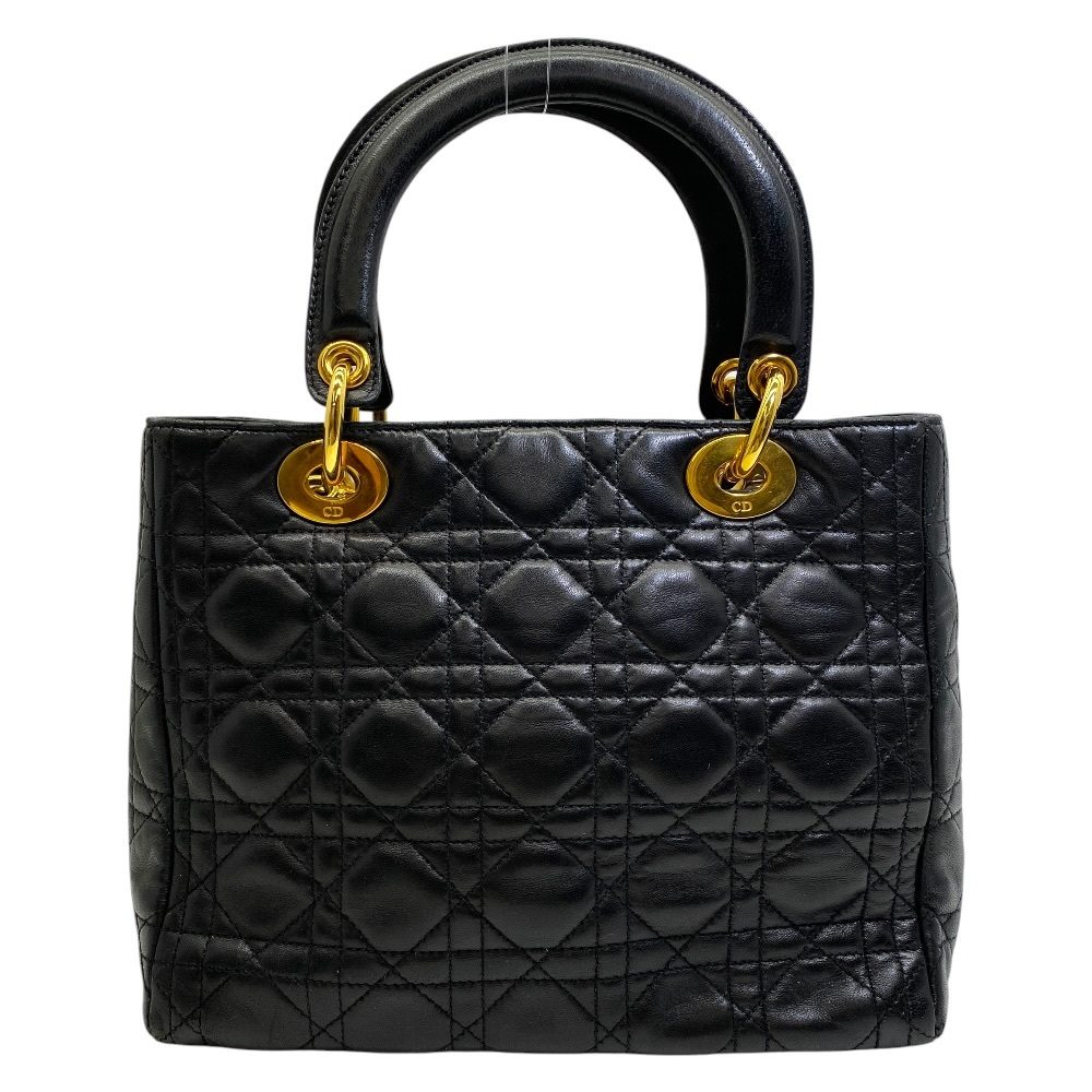 レディディオール（Lady Dior）ミディアムバッグ カナージュ ラムスキン ブラック ゴールド金具