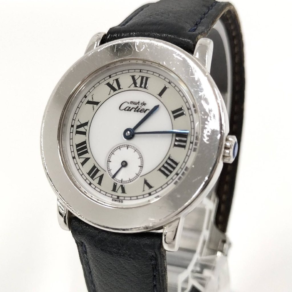 カルティエ Cartier マストロンド 1815-1 メンズ 腕時計 ホワイト文字盤 クォーツ スモールセコンド