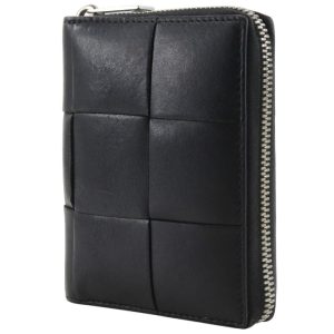 BOTTEGAVENETA ボッテガヴェネタ カセット イントレチャート 二つ折り財布 カーフ 黒