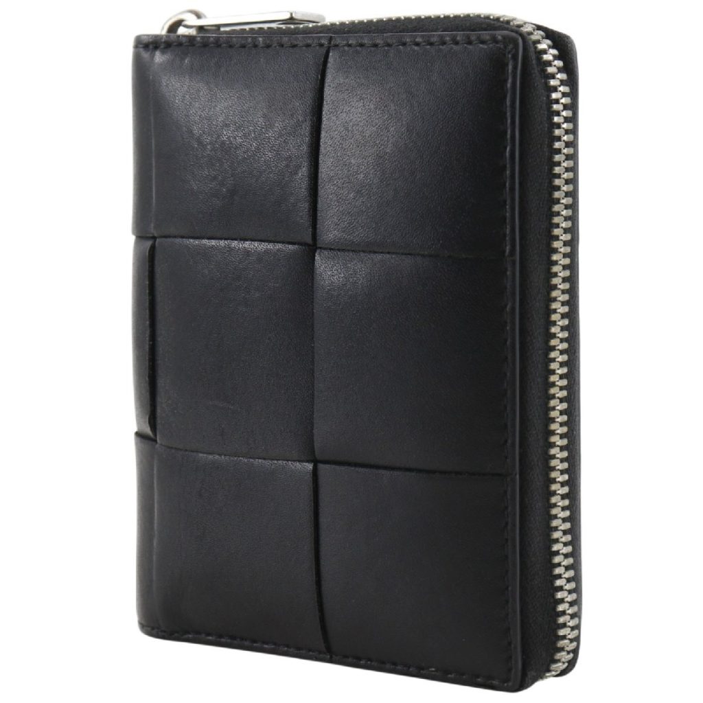 BOTTEGAVENETA ボッテガヴェネタ カセット イントレチャート 二つ折り財布 カーフ 黒