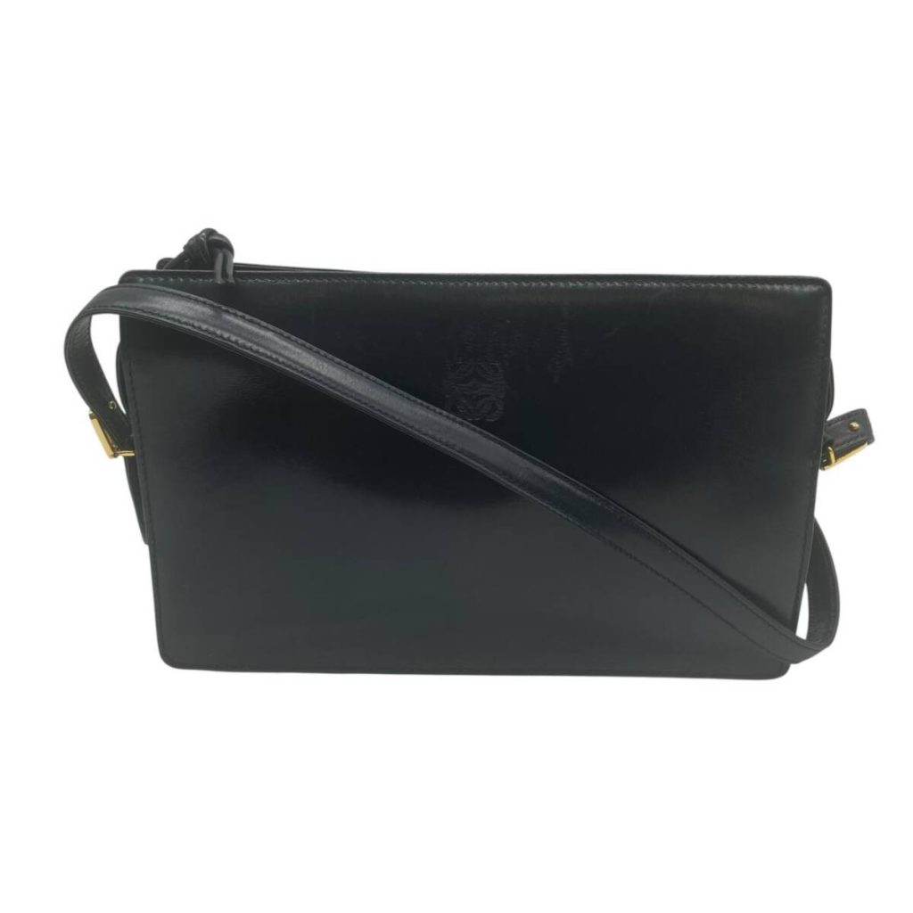 LOEWE ロエベ アナグラム ショルダーバッグ ネイビー レザー