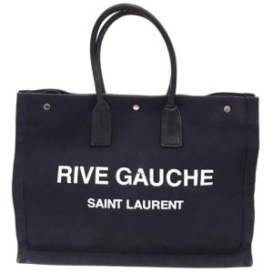 サンローラン リヴゴーシュ RIVE GAUCHE トートバッグ キャンバス × レザー ブラック ユニセックス Saint Laurent