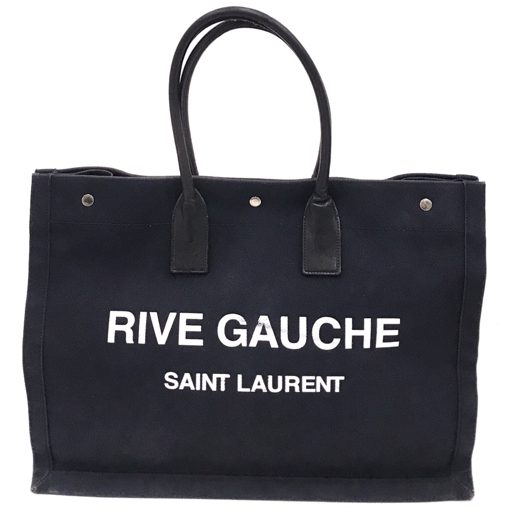 サンローラン リヴゴーシュ RIVE GAUCHE トートバッグ キャンバス × レザー ブラック ユニセックス Saint Laurent