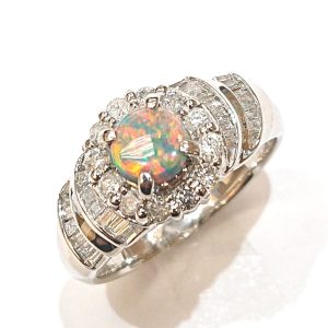 Pt900 オパール メレダイヤ付き リング