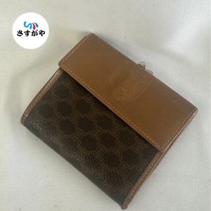 CELINE マカダム柄 がま口コンパクト折り財布