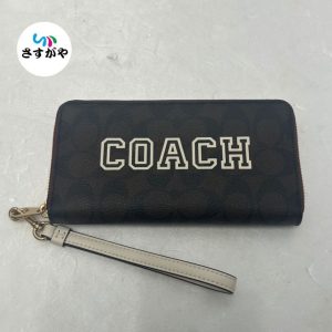 COACH シグネチャー カレッジロゴ ジップ ウォレット