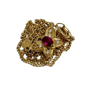 K18 / 金 / ゴールド / ネックレス / トップ / ルビー / ダイヤモンド / アクセサリー / 貴金属