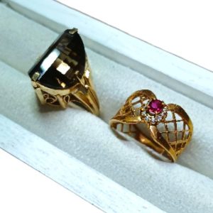 【K18ジュエリーリング】18金・貴金属・アクセサリー・指輪・ルビー・メレダイヤモンド