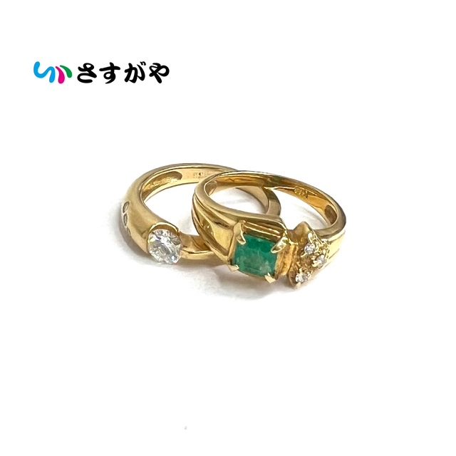K18 18金 リング ダイヤ エメラルド 宝石 ジュエリー