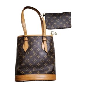 【Louis Vuitton ルイヴィトン】バケット・モノグラム・キャンバス・ショルダーバック・ポーチ付き・メンズ・レディース