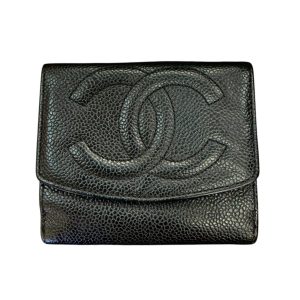 【ココマーク キャビアスキン 二つ折り財布】CHANEL【Bランク】