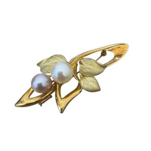 【高価買取!!】K18　18金　パール付きブローチ　
