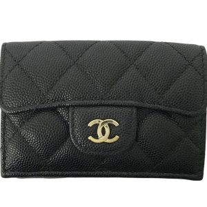 CHANEL シャネル キャビアスキン コンパクトウォレット 財布 美品