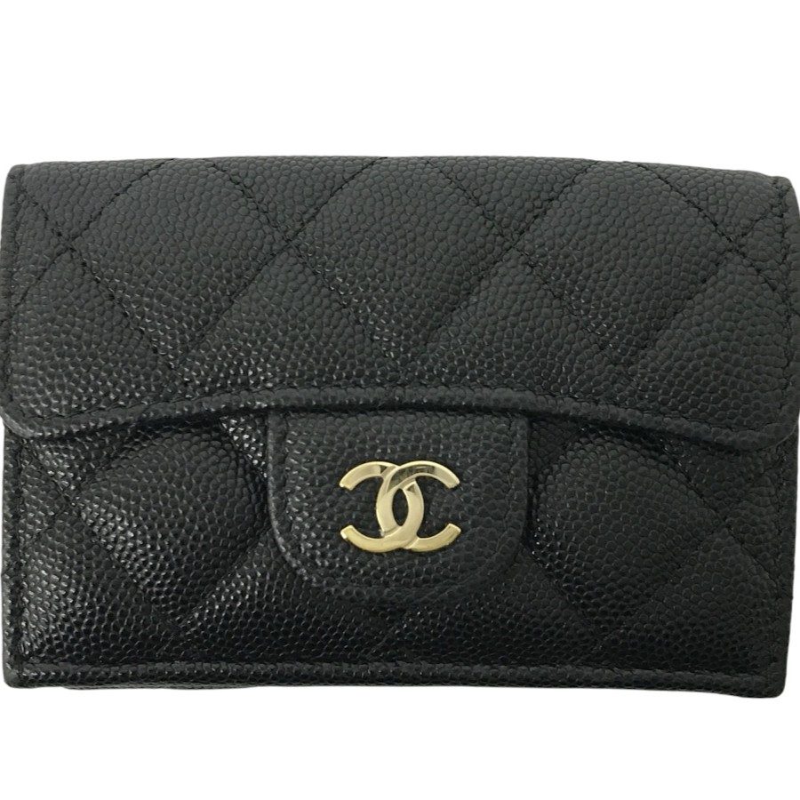 CHANEL シャネル キャビアスキン コンパクトウォレット 財布 美品