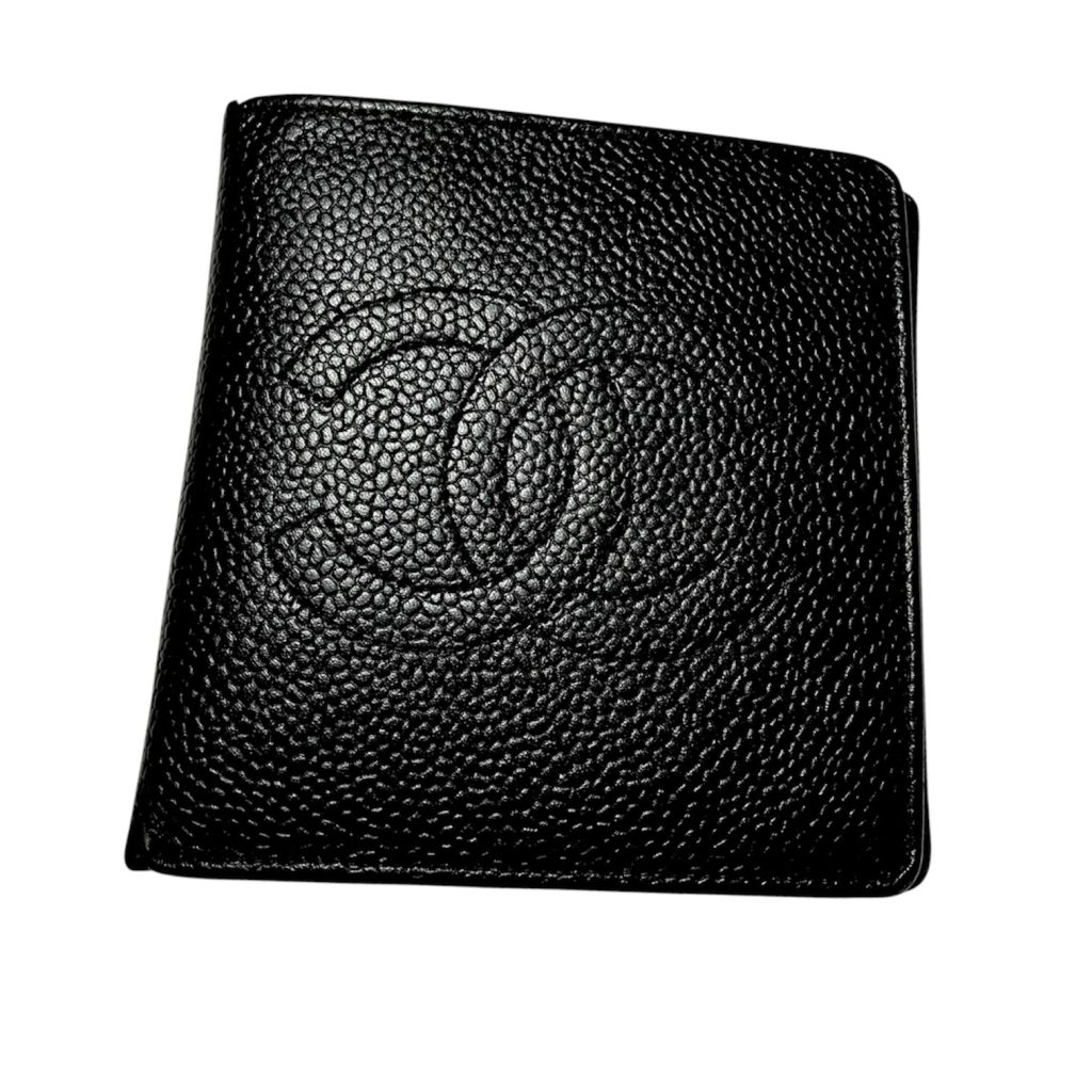シャネル（CHANEL） ココマーク キャビアスキン 二つ折りコンパクト財布  A13507
