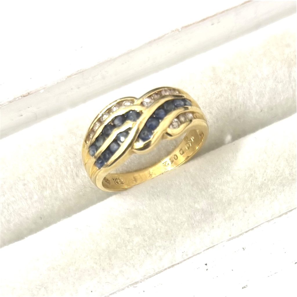 K18 18金 ゴールド 750 サファイア メレダイヤ リング アクセサリー 貴金属
