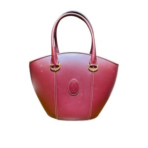 カルティエ（Cartier）マストラインのレザーハンドバッグ（ボルドー）