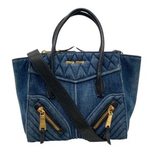 miumiu デニムバイカー 2way ハンドバッグ