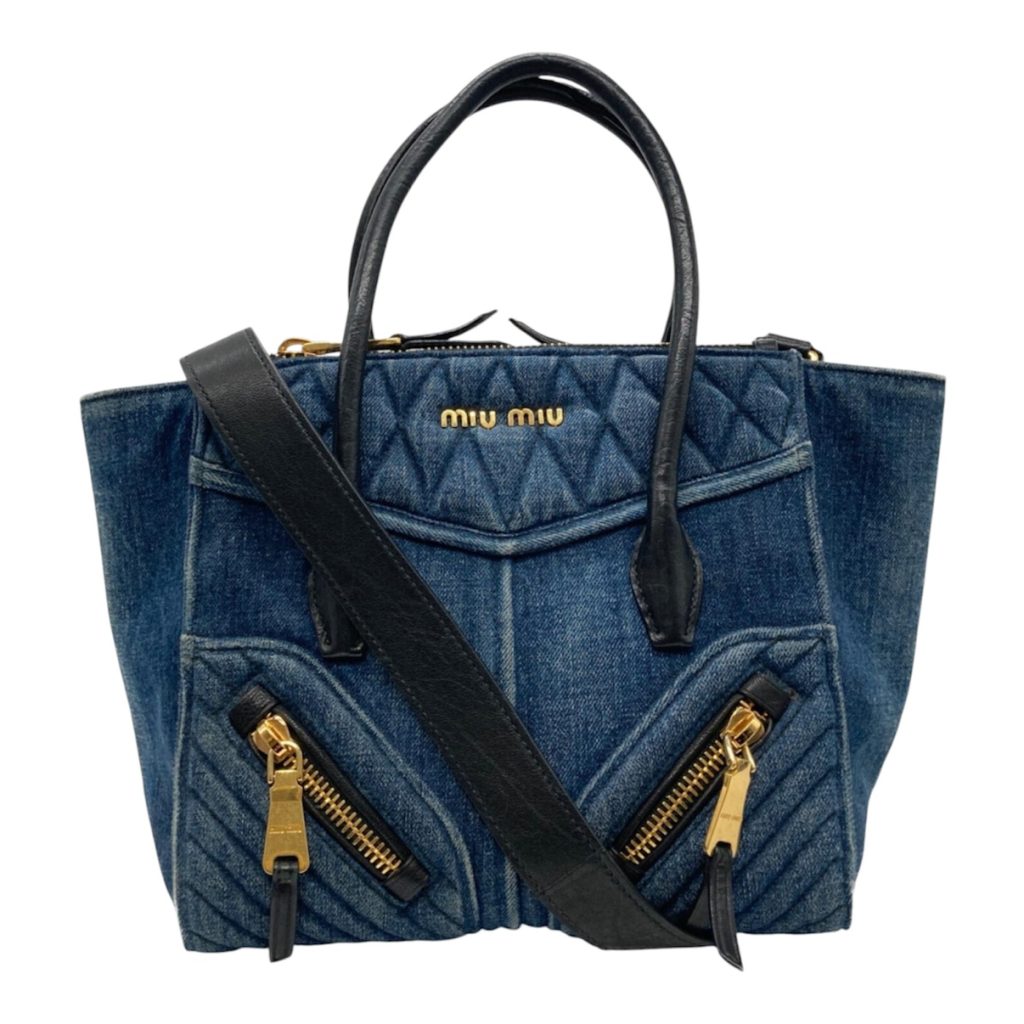 miumiu デニムバイカー 2way ハンドバッグ