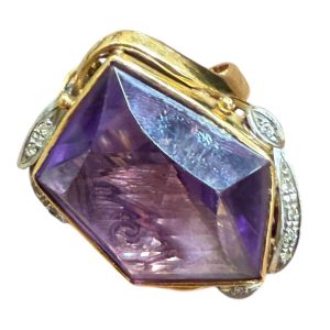 K18/Pt900 18金/プラチナ900 アメジストリング アクセサリー 貴金属