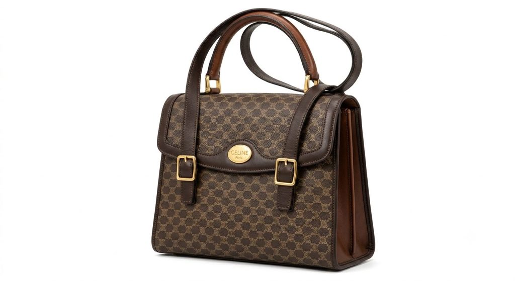 CELINE（セリーヌ） マカダム柄 PVC×レザー 2WAY ハンドバッグ