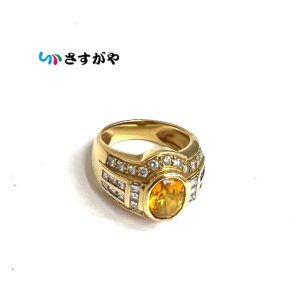 シトリン メレダイヤ リング K18 750 金 アクセサリー