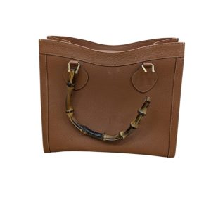 グッチ　ブラウンレザー　バンブー　ハンドバッグ　GUCCI