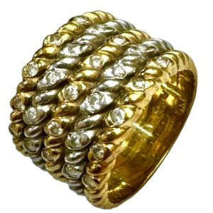 K18(18金) PT850(プラチナ850) コンビ リング 宝石つき アクセサリー 貴金属