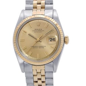 【Rolex ロレックス】オイスターパペチュアル・デイトジャスト・16233・ゴールドコンビ・シャンパン文字盤・メンズ・レディース