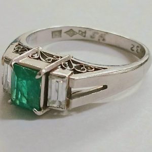 Pt850 エメラルド ダイヤモンド リング プラチナ850 ジュエリー
