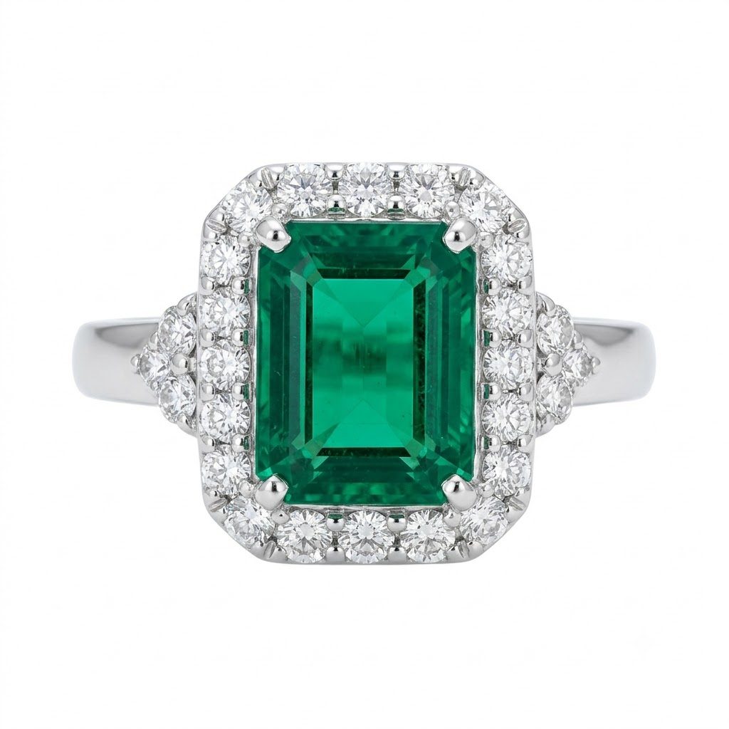 Pt900 エメラルド 1.85ct ダイヤ 0.72ct リング