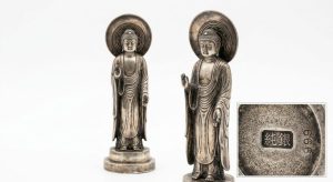 純銀製 阿弥陀如来立像（刻印あり・重量約500g）