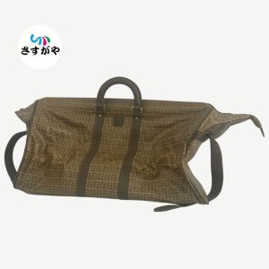 フェンディ ズッカ柄 ボストンバッグ PVC×レザー