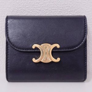 CELINE セリーヌ グロッシーラムスキン フラップ ウォレット 財布