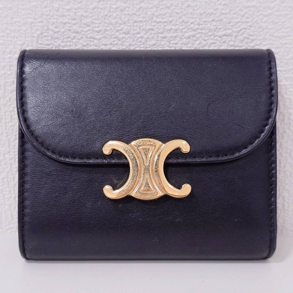 CELINE セリーヌ グロッシーラムスキン フラップ ウォレット 財布