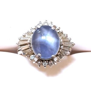 【Pt900 リング】プラチナ900・スターサファイア・メレダイヤ・指輪・貴金属・アクセサリー・ジュエリー