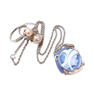 【K18WG/Pt900 まとめ】18金ホワイトゴールド/プラチナ900・カメオ・ネックレス・リング・貴金属・アクセサリー