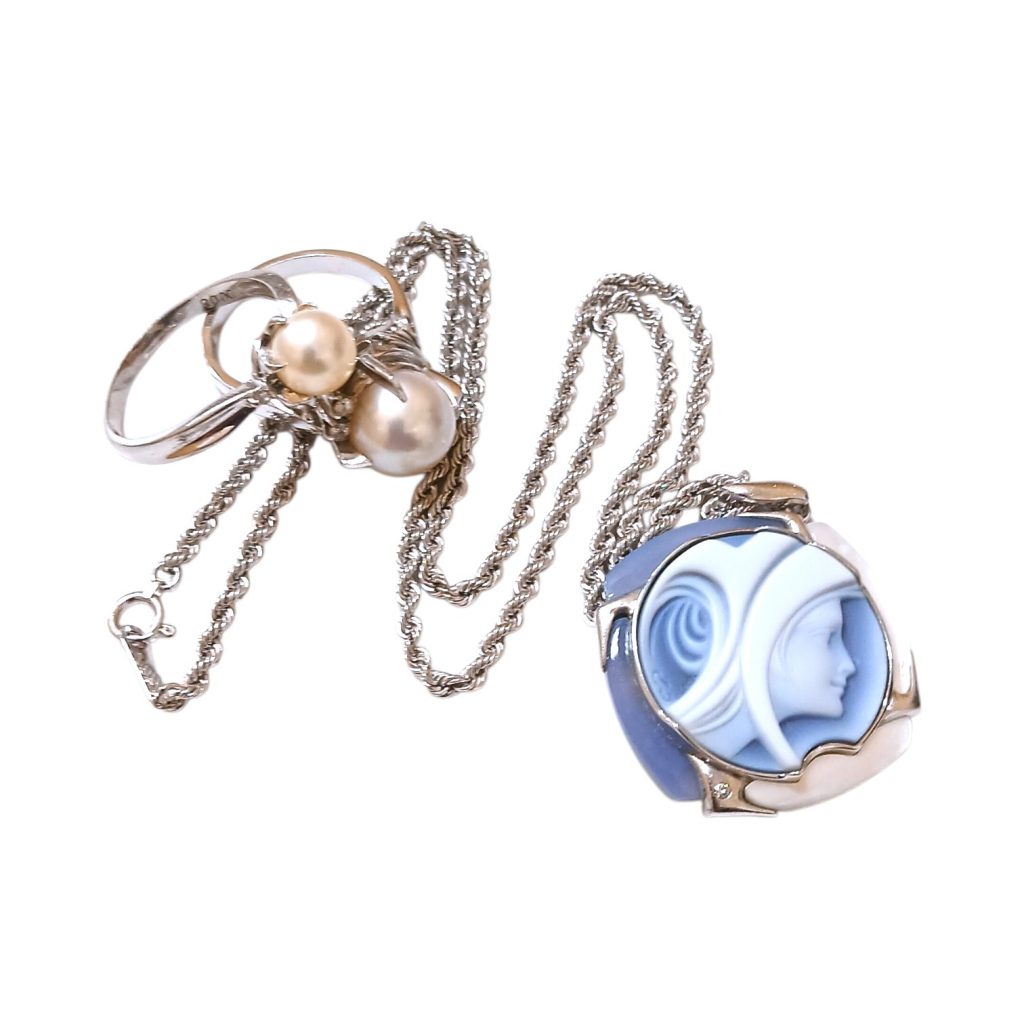 【K18WG/Pt900 まとめ】18金ホワイトゴールド/プラチナ900・カメオ・ネックレス・リング・貴金属・アクセサリー