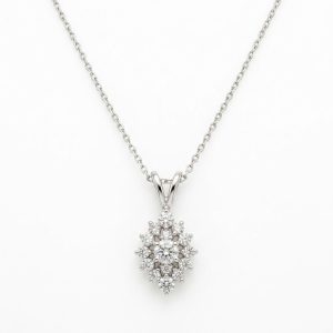 K18WG/18金ホワイトゴールド 石付きネックレス