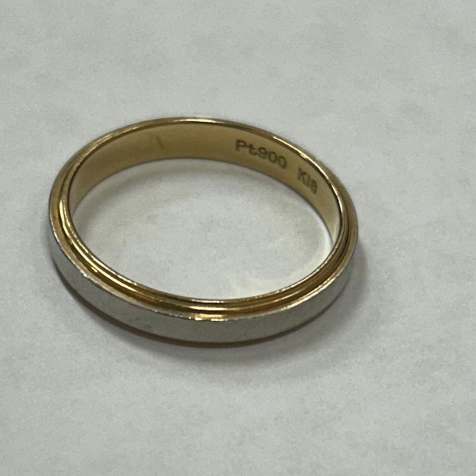K18 Pt900 ハーフ　コンビ　リング　買取り