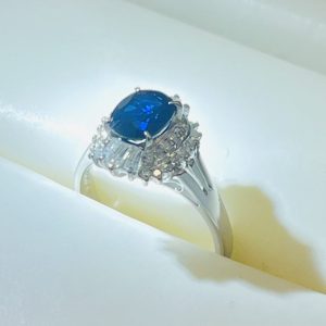 Pt900 プラチナ900 サファイア メレダイヤ リング アクセサリー  指輪