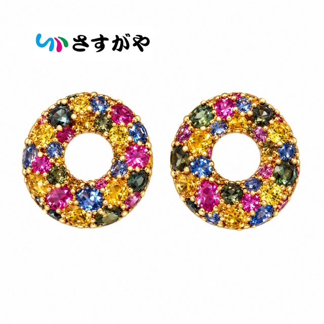 K18 金 イヤリング ルビー サファイア 宝石 ジュエリー アクセサリー