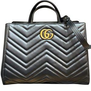 グッチ(GUCCI) GGマーモント キルティング トップハンドルバッグ ２WAY ショルダーバッグ ブラック 448054