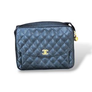 【キャビアスキン ヴィンテージチェーンショルダー】CHANEL(シール・カード有り)【Cランク】