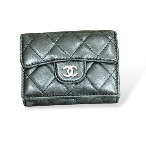 【Cランク】CHANEL【マトラッセ シルバーココマーク 三つ折り財布】