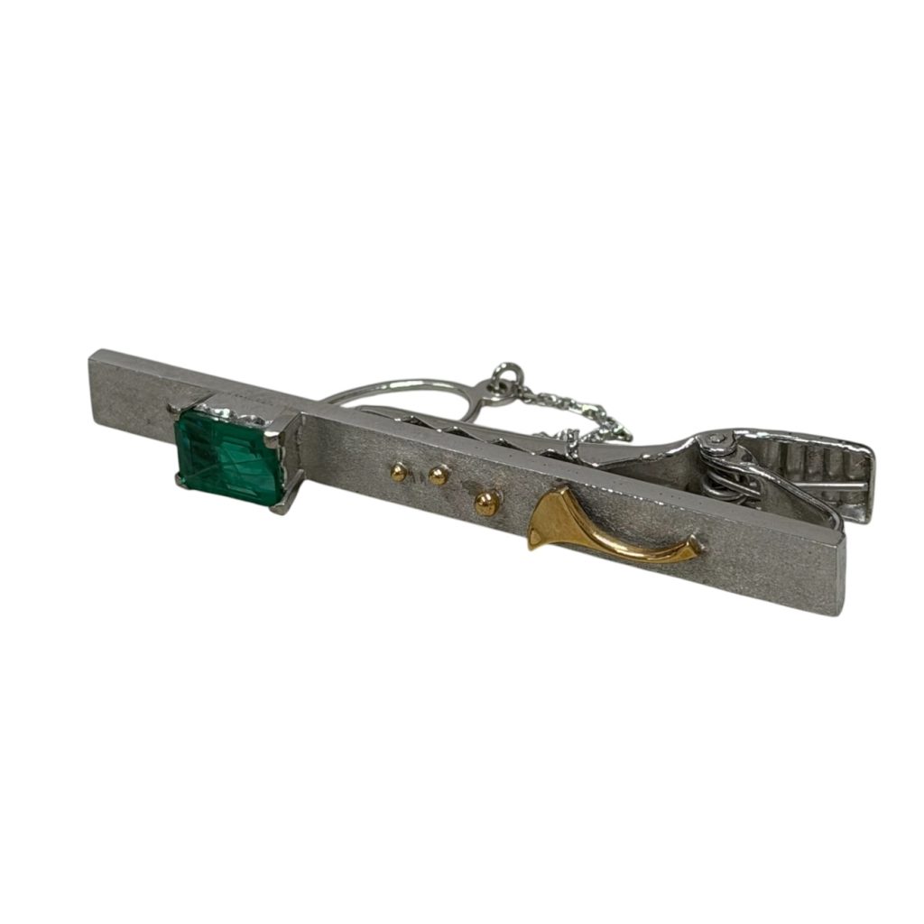 K14WG(14金ホワイトゴールド)　エメラルド　ネクタイピン