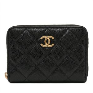 CHANEL/シャネル マトラッセ キャビアスキン クラシックジップウォレット