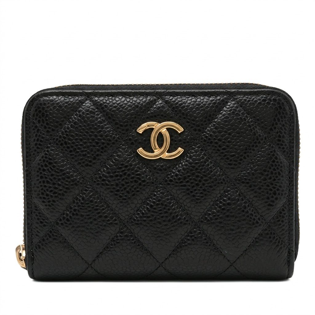 CHANEL/シャネル マトラッセ キャビアスキン クラシックジップウォレット
