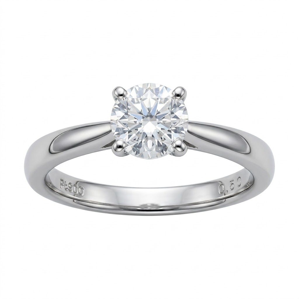 Pt900/プラチナ 一粒ダイヤモンド リング 0.5ct