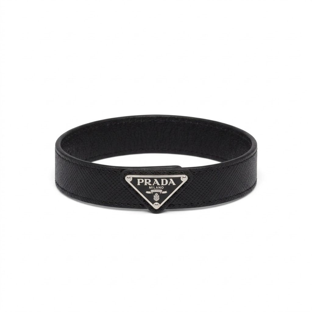 PRADA/プラダ トライアングルロゴ サフィアーノレザー ブレスレット